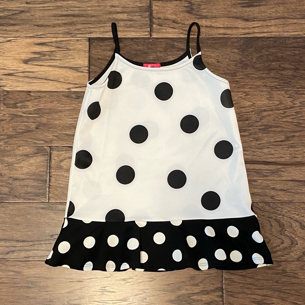 🌸NWOT🌸 White/Black Polkadot Cami Tunic Dress
